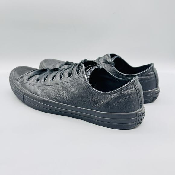 Converse Shoes Mens 13 Black Leather Chuck Taylor All Star Low Top Sneakers - Picture 5 of 10